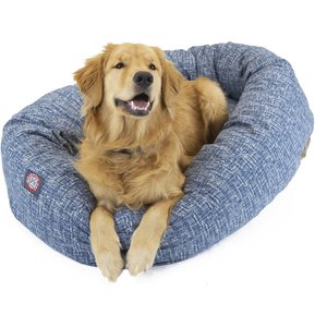 Majestic Pet Palette Heathered Bagel Bolster Dog Bed, Navy Blue Denim, Small