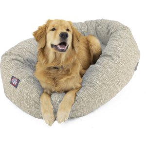 Majestic Pet Palette Heathered Bagel Bolster Dog Bed, Tan, Large