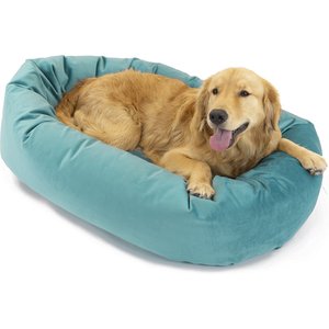 Majestic Pet Velvet Bagel Bolster Dog Bed, Turquoise, Small