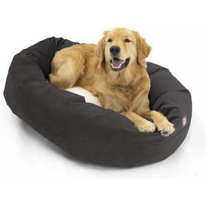 Majestic Pet Velvet Sherpa Bagel Bolster Dog Bed, Coal, Medium