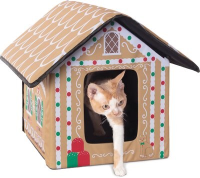 K&H Pet Products Outdoor Unheated Holiday Gingerbread Cat House, slide 1 of 1