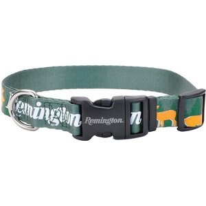 Remington Outdoor Lifestyle Reflective Dog Collar, Green & Orange Deer, 14 to 20-in neck, 1-in wide
