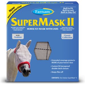 Farnam SuperMask II Horse Fly Mask with Covered Ears, Assorted, Arabian