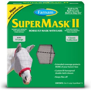 Farnam SuperMask II Horse Fly Mask with Covered Ears, White, X-Large