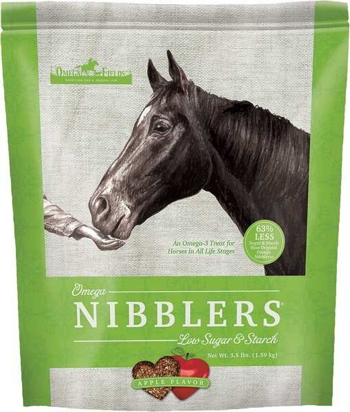 Omega Fields Omega Nibblers Low Sugar & Starch Apple Flavor Chews Horse Supplement, 3.5-lb bag slide 1 of 3