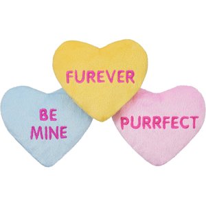Frisco Candy Hearts Plush Cat Toy with Catnip, 3 count
