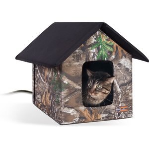 K&H Pet Products Outdoor Heated Kitty House Cat Shelter, Camo