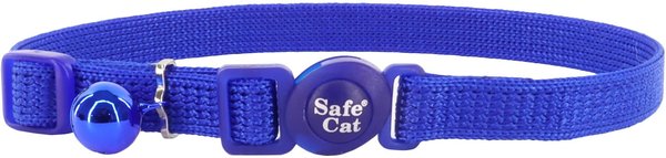 Safe Cat Snag-Proof Polyester Breakaway Cat Collar with Bell, Blue, 8 to 12-in neck, 3/8-in wide slide 1 of 5