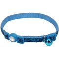 Safe Cat Jeweled Glitter Polyester Breakaway Cat Collar with Bell, Blue Lagoon, 8 to 12-in neck, 3/8-in wide