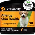 PetHonesty Allergy Skin Health Salmon Flavored Soft Chews Skin & Coat Supplement for Dogs, 90 count