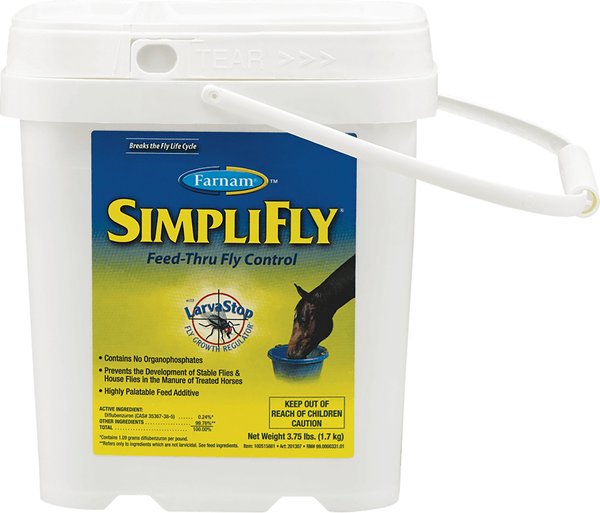 Farnam SimpliFly Feed-Thru Fly Control Pellets Horse Supplement, 3.75-lb bucket slide 1 of 9