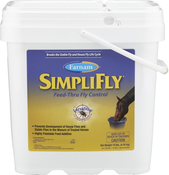 Farnam SimpliFly Feed-Thru Fly Control Pellets Horse Supplement, 10-lb bucket slide 1 of 9
