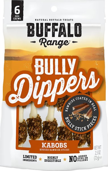 Buffalo Range Bully Dippers Rawhide & Jerky Kabobs Dog Treats, 6 count slide 1 of 7