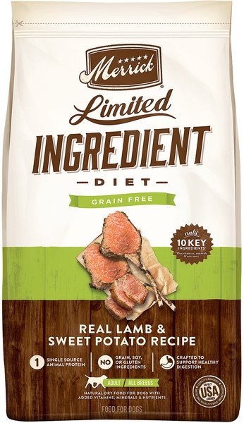 Merrick Limited Ingredient Diet Grain-Free Chicken-Free Real Lamb & Sweet Potato Recipe Dry Dog Food, 12-lb bag slide 1 of 8