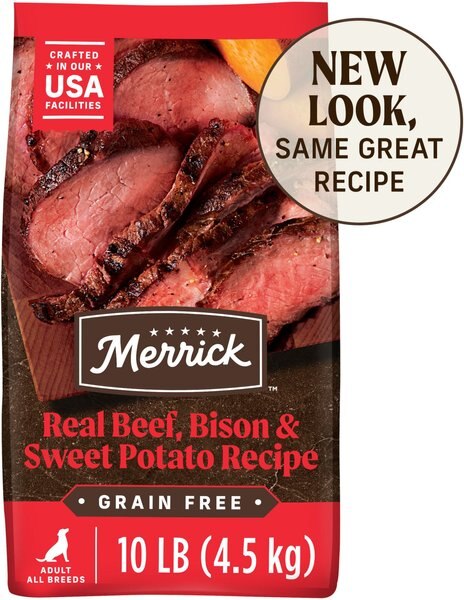 Merrick Grain-Free Dry Dog Food Real Bison, Beef & Sweet Potato Recipe, 10-lb bag slide 1 of 10