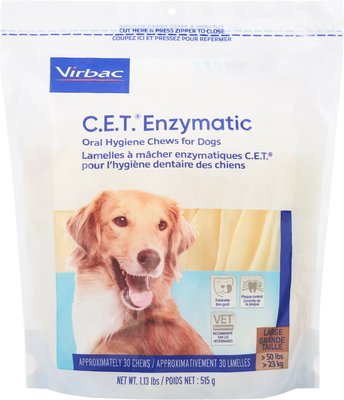Virbac C.E.T. Enzymatic Oral Hygiene Dental Dog Chews, Large, 30 count, slide 1 of 1