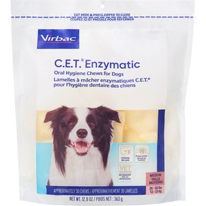 Virbac C.E.T. Enzymatic Dental Chews for Medium Dogs, 26-50 lbs, 30 count