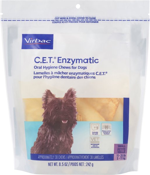 Virbac C.E.T. Enzymatic Dental Chews for Small Dogs, 11-25 lbs, 30 count slide 1 of 9