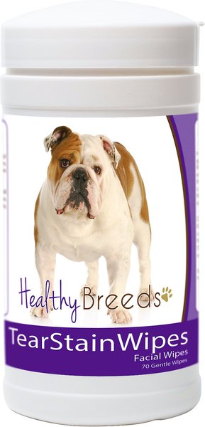 Healthy Breeds Bulldog Tear Stain Dog Wipes, 70 count slide 1 of 1