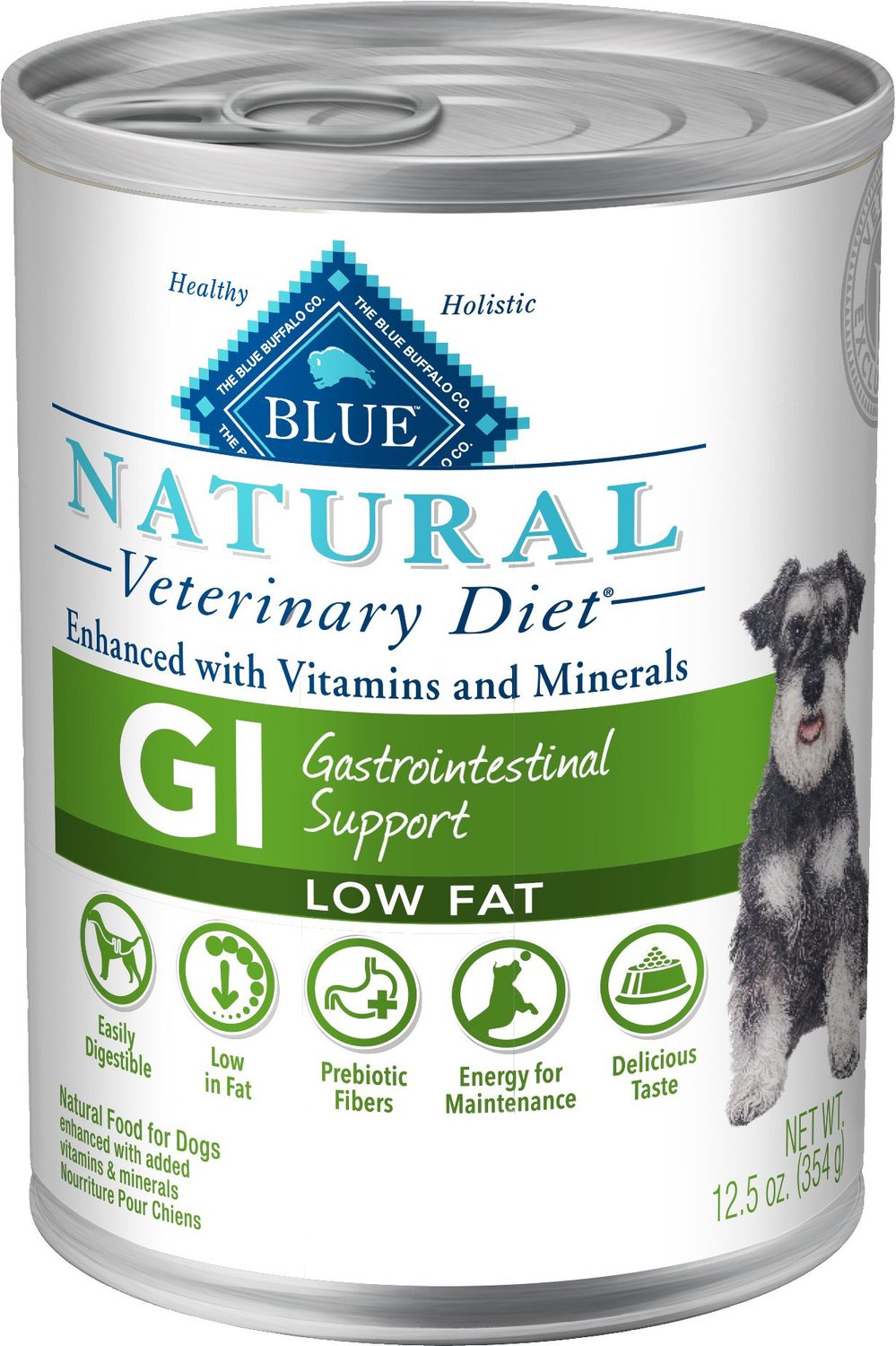 BLUE BUFFALO NATURAL VETERINARY DIET GI Gastrointestinal Support Low Fat Canned Dog Food, 12.5 ...