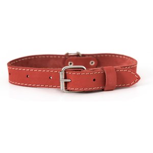Euro-Dog Traditional Leather Dog Collar, Coral, X-Large: 17 to 23-in neck