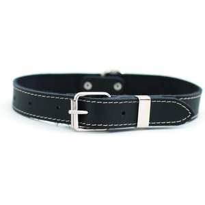 Euro-Dog Traditional Leather Dog Collar, Black, Small: 12 to 15-in neck