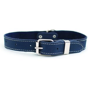 Euro-Dog Traditional Leather Dog Collar, Navy, X-Large: 17 to 23-in neck
