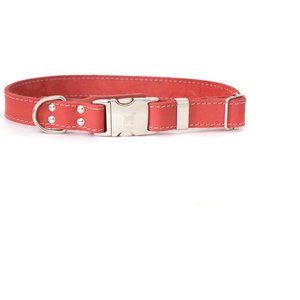 Euro-Dog Quick Release Leather Dog Collar, Coral, Medium: 12 to 18-in neck