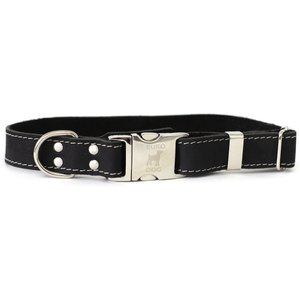 Euro-Dog Quick Release Leather Dog Collar, Black, Small: 10 to 15-in neck