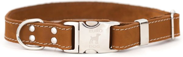 Euro-Dog Quick Release Leather Dog Collar, Bark Brown, Small: 10 to 15-in neck slide 1 of 6