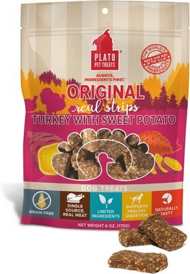 Plato Original Real Strips Turkey & Sweet Potato Recipe Grain-Free Dog Treats, slide 1 of 1