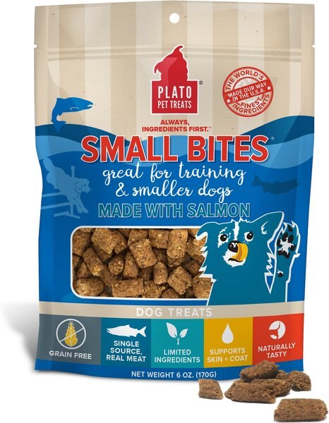 Plato Small Bites Salmon Grain-Free Dog Treats, 2.5-oz bag slide 1 of 4