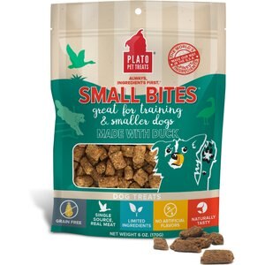Plato Small Bites Duck Grain-Free Dog Treats, 6-oz bag