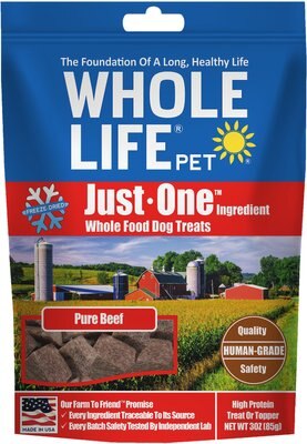 Whole Life Just One Ingredient Pure Beef Freeze-Dried Dog Treats, slide 1 of 1