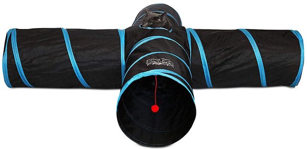 Feline Ruff 12" Premium 4-Way Collapsible Tunnel Cat Toy, Black & Blue slide 1 of 4