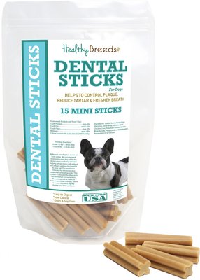 Healthy Breeds Dental Sticks French Bulldog Mini Dog Treats, 15 count, slide 1 of 1