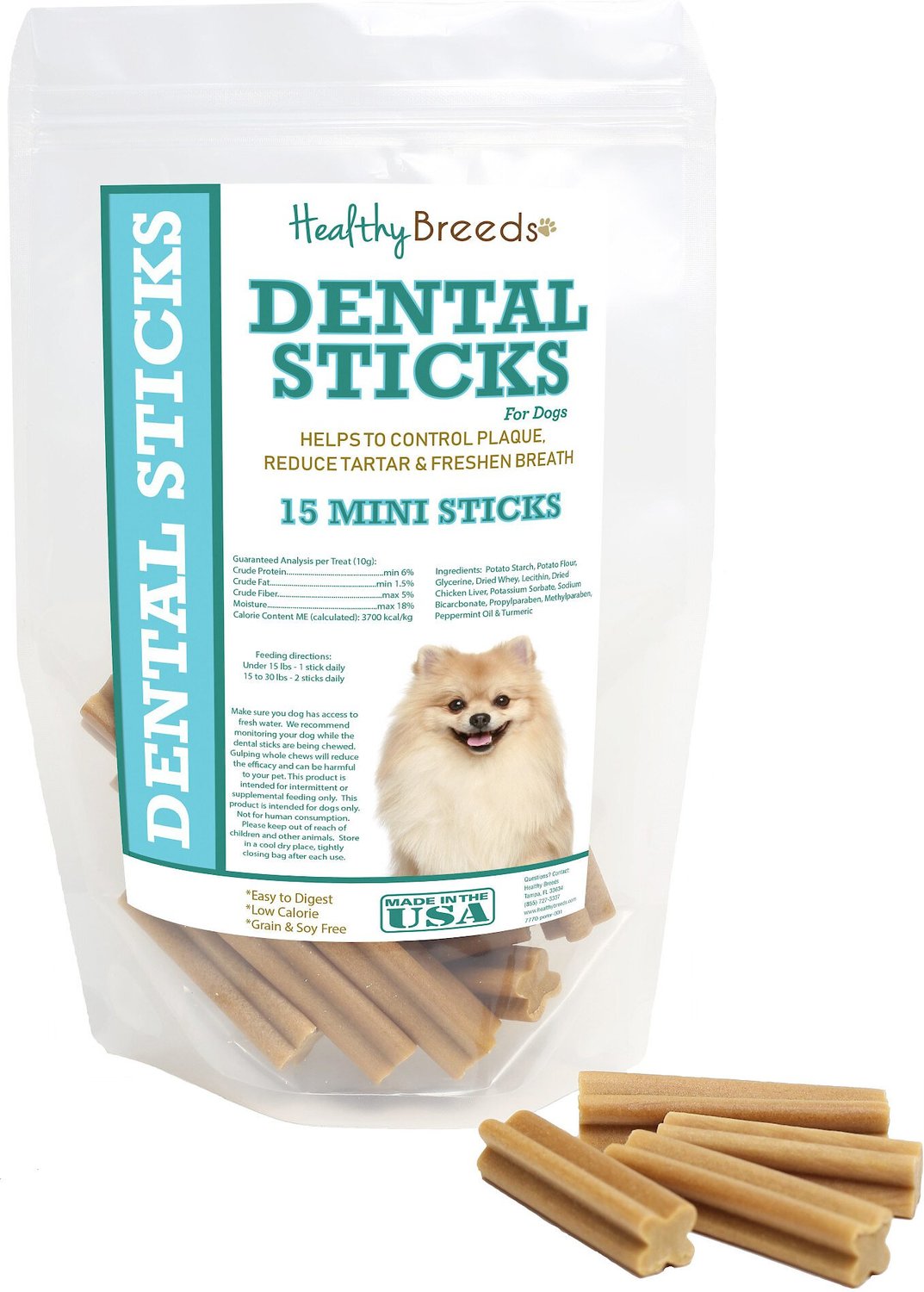 HEALTHY BREEDS Dental Sticks Pomeranian Mini Dog Treats, 15 count Chewy.com