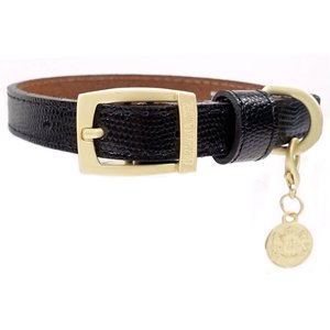 Hartman & Rose Park Avenue Leather Dog Collar, Black, Large: 17 to 20-in neck, 1 1/4-in wide