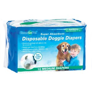 Clean Go Pet Super Absorbent Disposable Male & Female Dog Diapers, Medium: 11 to 22-in waist, 10 count
