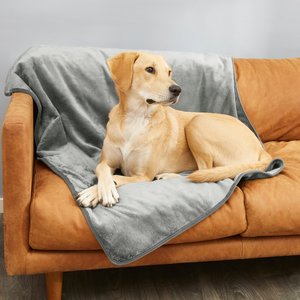 Frisco Faux Linen Dog & Cat Blanket, Dark Gray, Large