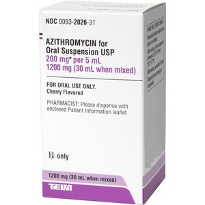 Azithromycin (Generic) Flavored for Oral Suspension, 200 mg/5 mL, 30-mL bottle