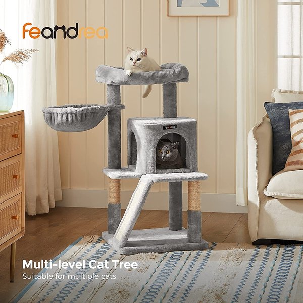 FEANDREA 37.8-in Faux Fleece Cat Tree & Condo, Light Gray slide 1 of 8