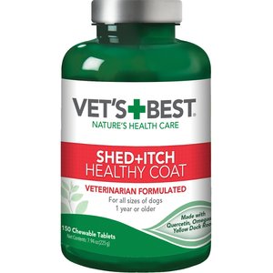 Vet's Best Shed+Itch Healthy Coat Chewable Tablets Skin & Coat Supplement for Dogs, 150 count