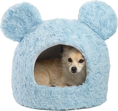 Best Friends by Sheri Disney Mickey Mouse Shag Fur Hut Covered Cat & Dog Bed, Blue, Blue, slide 1 of 1