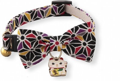 Necoichi Lucky Charm Bow Tie Cotton Breakaway Cat Collar with Bell, slide 1 of 1