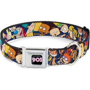 Buckle-Down Nickelodeon 90's Polyester Seatbelt Buckle Dog Collar, Small: 9 to 15-in neck, 1-in wide