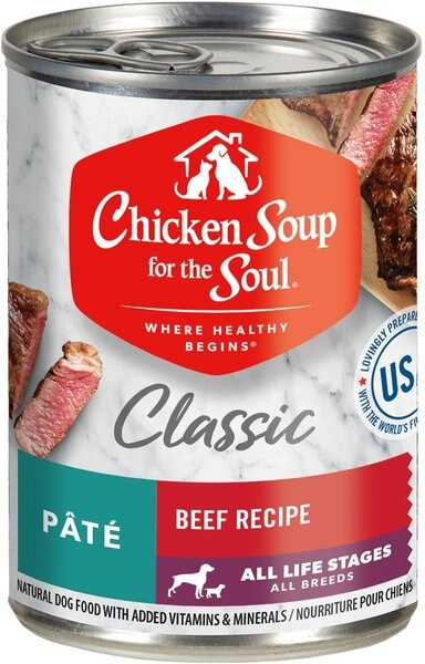 Chicken Soup for the Soul Classic Pate Beef Recipe Canned Dog Food, 13-oz, case of 12 slide 1 of 7