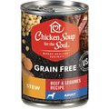 Chicken Soup for the Soul Beef & Legumes Recipe Stew Grain-Free Canned Dog Food, 13-oz, case of 12