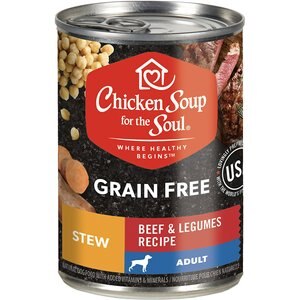 Chicken Soup for the Soul Beef & Legumes Recipe Stew Grain-Free Canned Dog Food, 13-oz, case of 12