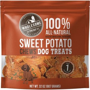 Wholesome Pride Pet Treats Sweet Potato Chews Dehydrated Dog Treats, 32-oz bag